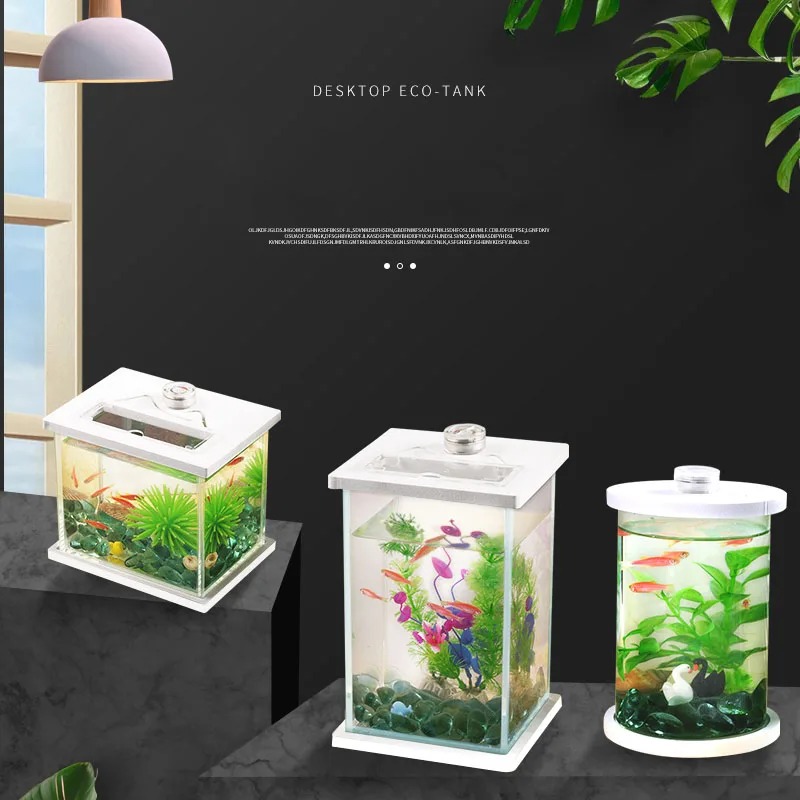 

Transparent Glass Fish Tank Small Living Room Tabletop Decorative Fish Tank Removable Aquarium Christmas Gifts