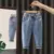 Baby Boys Jeans Pants Kids Clothes Cotton Casual Children Trousers Denim Boys Clothes 2-6Year Blue and Beige 18