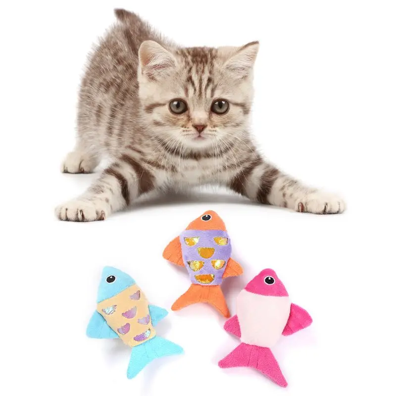 

5Pcs Fish Shape Cat Pillow Toys with Catnip Teeth Cleaning Chew Kitten Grinding Claw Play Interactive Pet Supplies