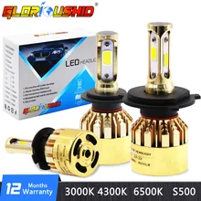 H7 светодиодный лампы H1 H4 H3 H11 автомобилей головной светильник лампы S500 Золотой Хром роскошная версия H9 HB3 HB4 881 туман светильник лампочка 6500k 72W фары для 8000LM