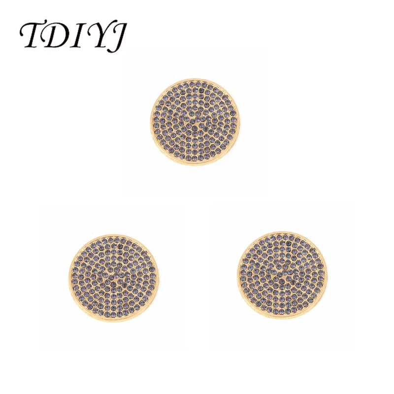

TDIYJ 1Pcs Hot Fashion Gold My Coin 33mm Coin Disc with Black Crystals for Frame Pendants for Women