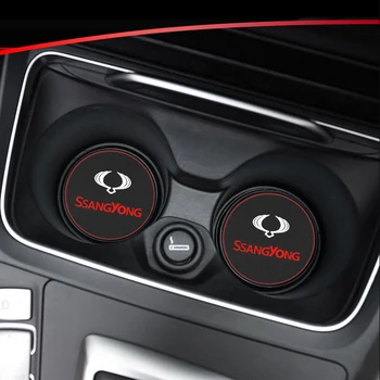 

2pcsCar non-slip Mat Case Water coaster pad For Ssangyong kyron rexton korando actyon Car Accessories
