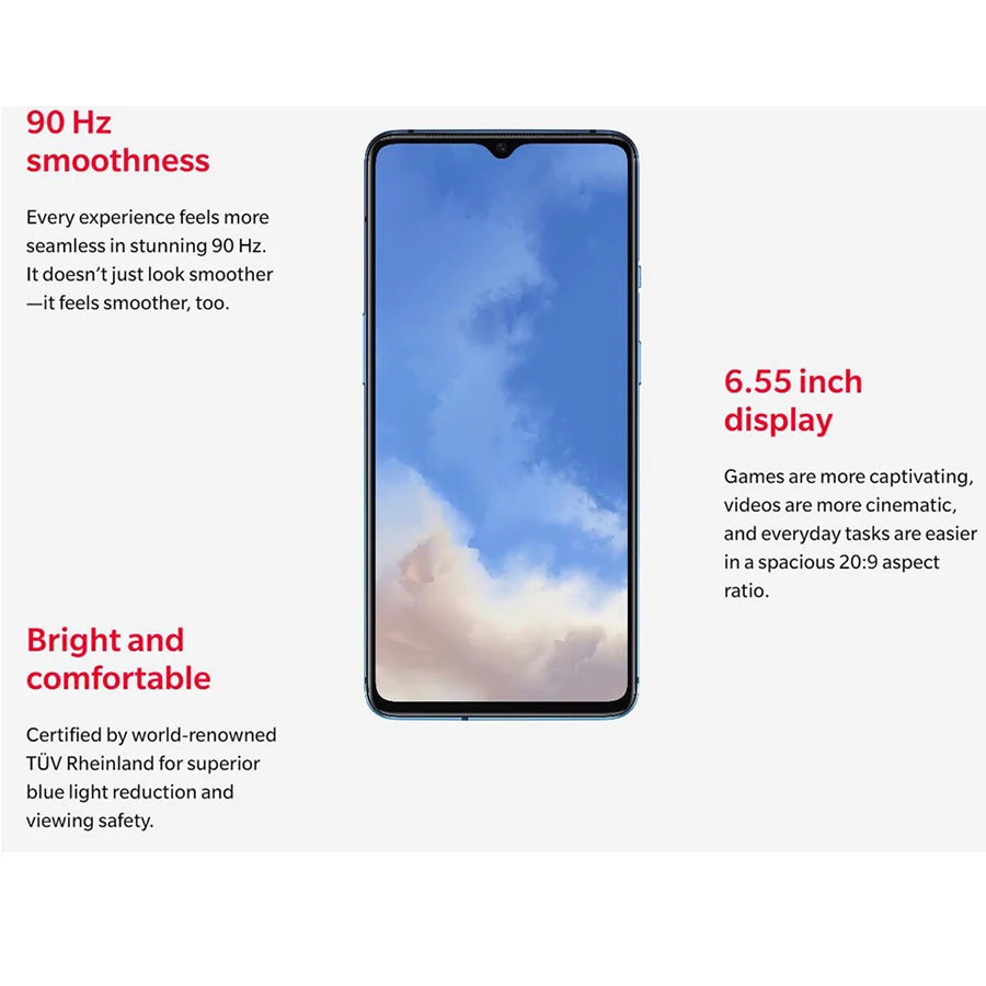 Global Firmware Oneplus 7T 8GB 128GB 256GB Mobile Phone Snapdragon 855 Plus 6.55" 48MP Triple Camera 4G Android 10.0 NFC phone