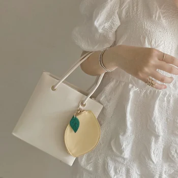 

Fashion Design Women Shoulder Crossbody Bags PU Leather Lemon Ladies Handbags Simple Female Small Tote Bag with Zipper Purse