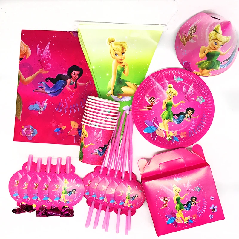 77 шт TinkerBell одноразовые наборы посуды TinkerBell тарелки чашки соломинки TinkerBell украшения для дня рождения