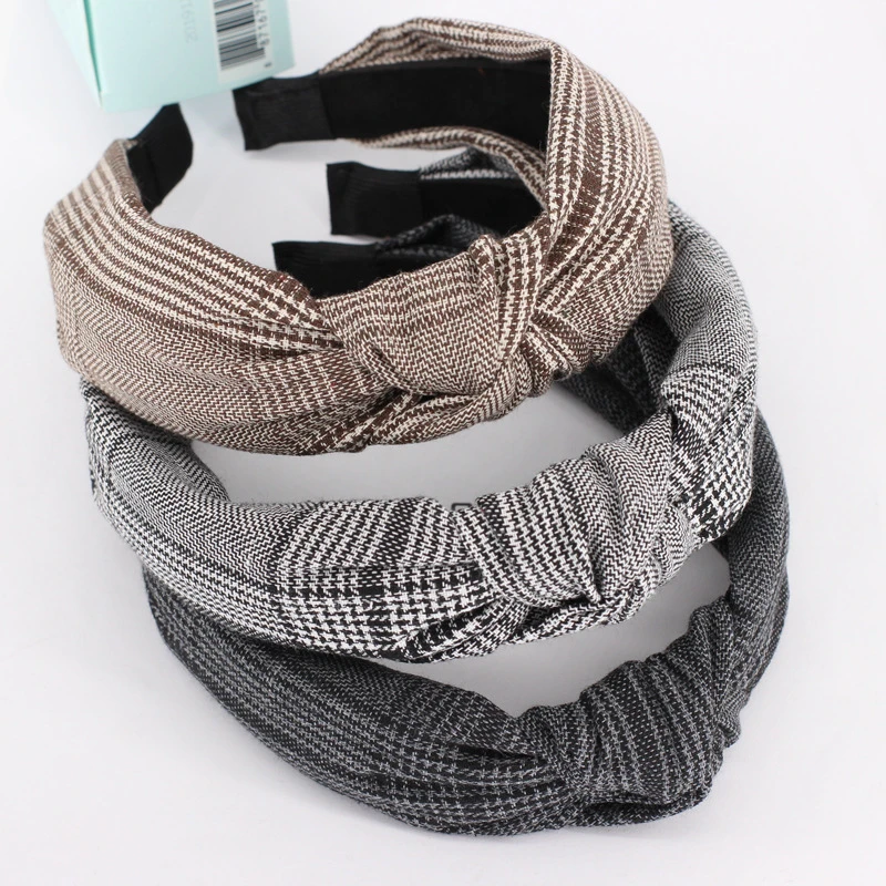 plaid headband with bow