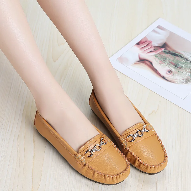 Zapatos planos de piel auténtica para mujer, mocasines sin para primavera y otoño, talla 35-40, novedad de 2021 - AliExpress Calzado