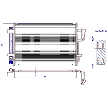 

OE 97606-1H000 97606-2H000 Condenser, air conditioning(Air Conditioning, universal) For KIA CEE'D Dimensions 584×389×16