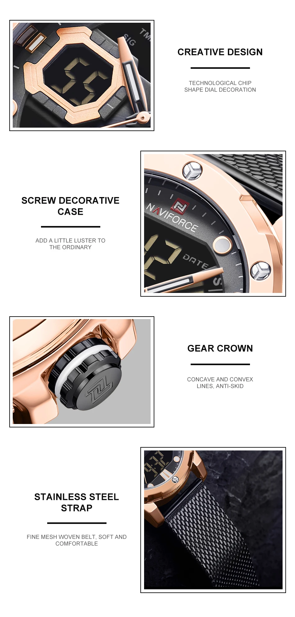 Лидирующий бренд NAVIFORCE Мужские Аналоговые Цифровые кварцевые часы с двойным дисплеем мужские спортивные водонепроницаемые наручные часы с хронографом из нержавеющей стали