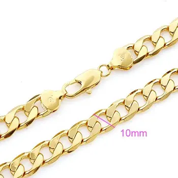 

Classic Necklace Chain 18 k Yellow G/F Gold Solid Men's Heavy Curb Bling Link Design 24"