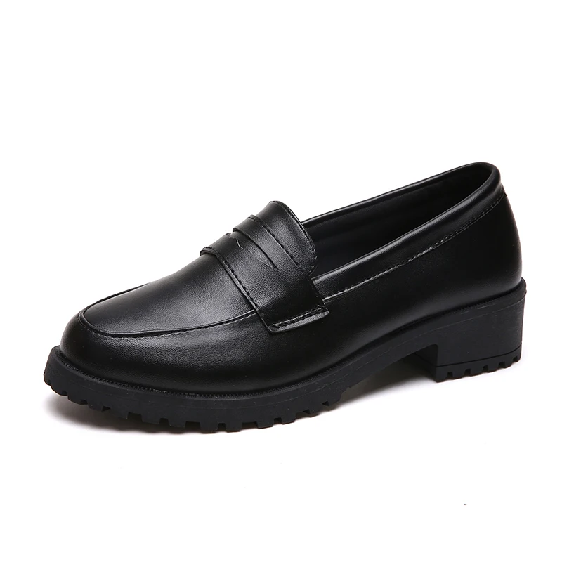 Autumn Women Shoes Female Oxfords Slip on Pu Leather Casual Shoes Woman Fashion Plus Size High Heels Platform Retro