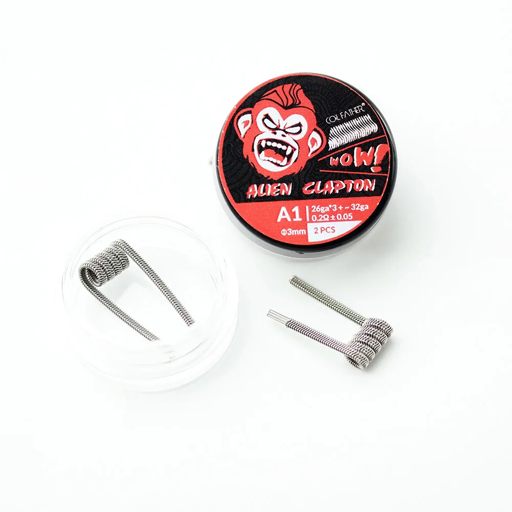 2pcs Alien Clapton Катушки отец 10 шт./кор. Ni80 Ni90 нихром предварительно оборудованная катушка готовых King катушек Alien Clapton с сопротивлением атомайзер для электронной сигареты RDA RTA - Цвет: 2pcs Alien Clapton