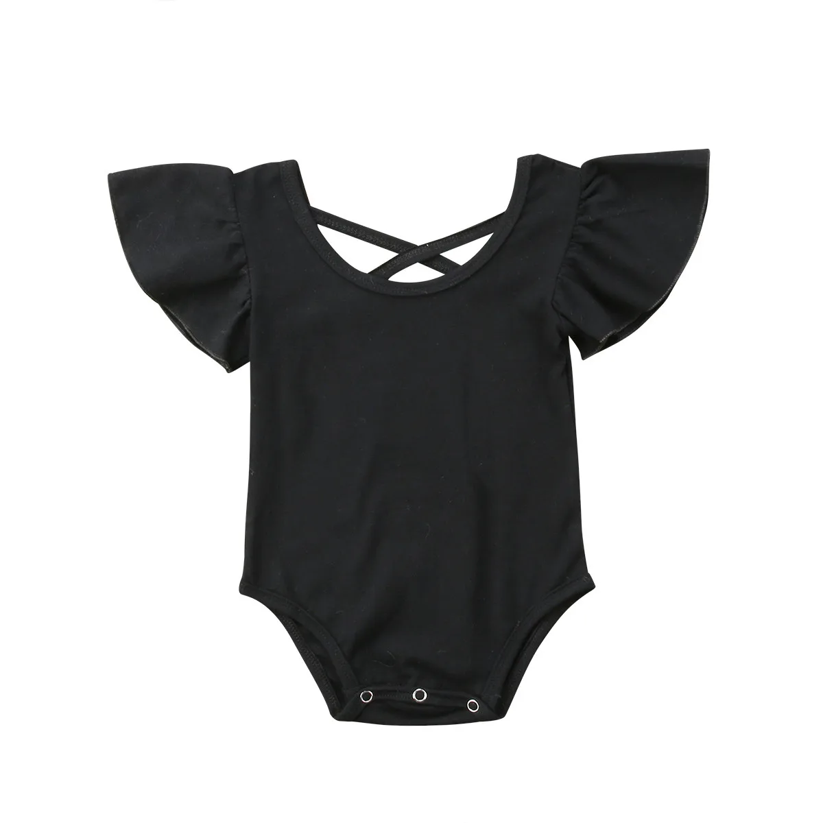 

US STOCK Newborn Infant Baby Girl Pure Color Ruffles Romper Back Cross Jumpsuit Cotton Sunsuit Summer Clothes Outfits