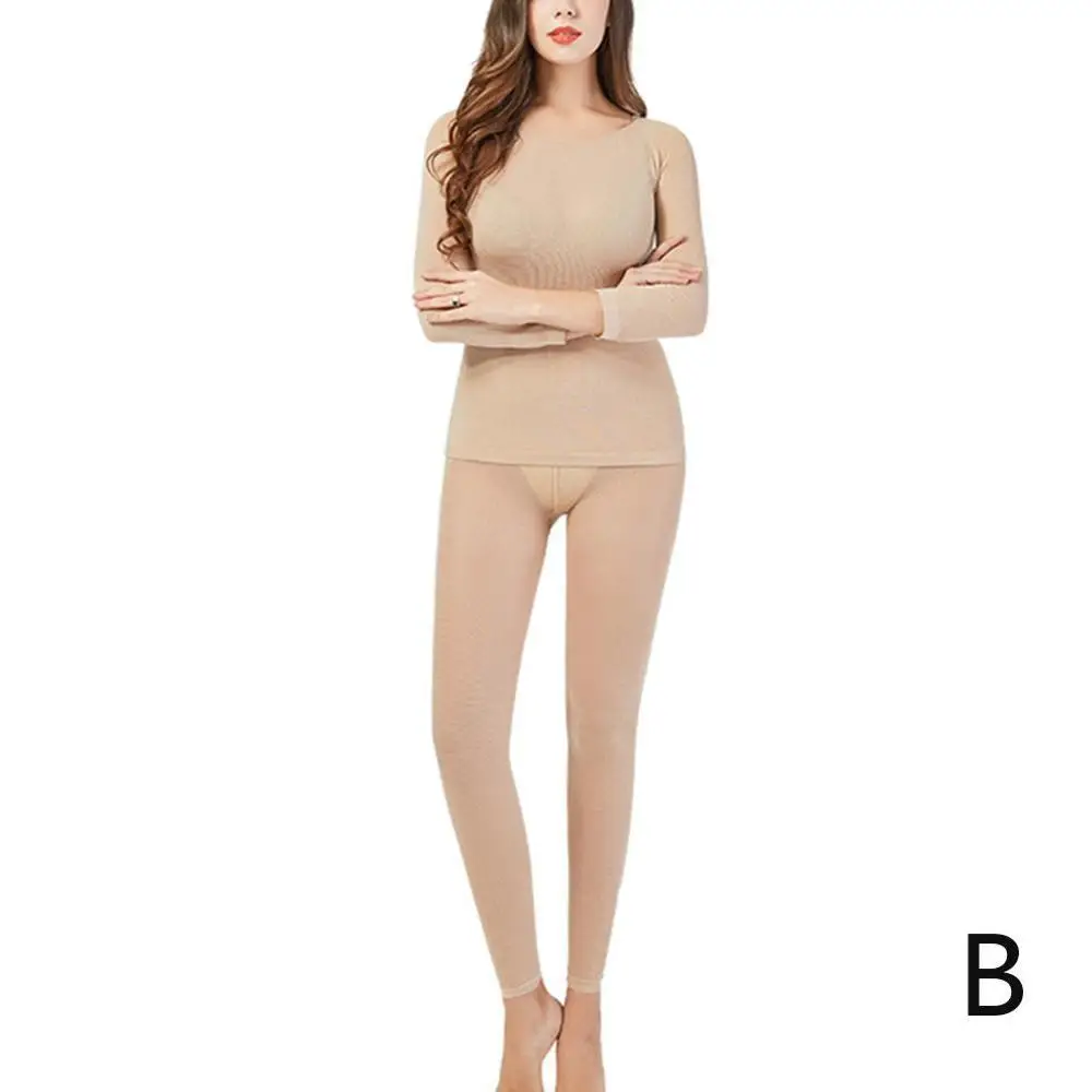 skin for women Сексуальный женский зимний теплый бесшовный термо комплект для женщин Теплые Топы+ брюки костюм зимняя женская одежда - Цвет: skin for women