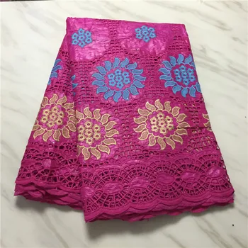 

African bazin riche fabric with brode Latest fashion embroidery bazin lace fabric with net lace 5 yards