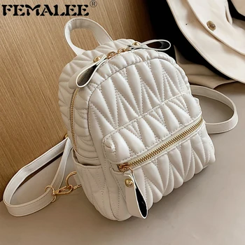 

Elegant Diamond Lattice Solid Color Handbag Women Designer High School Shoulder Bag Autumn Student Bow Zipper Knapsack Bags Sacs