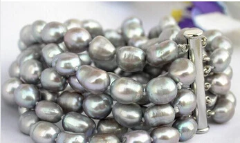 free shipping &gt&gt&gt&gt&gt909519 6strands gray baroque FW pearl bracelet bangle magnet clasp | Украшения и аксессуары
