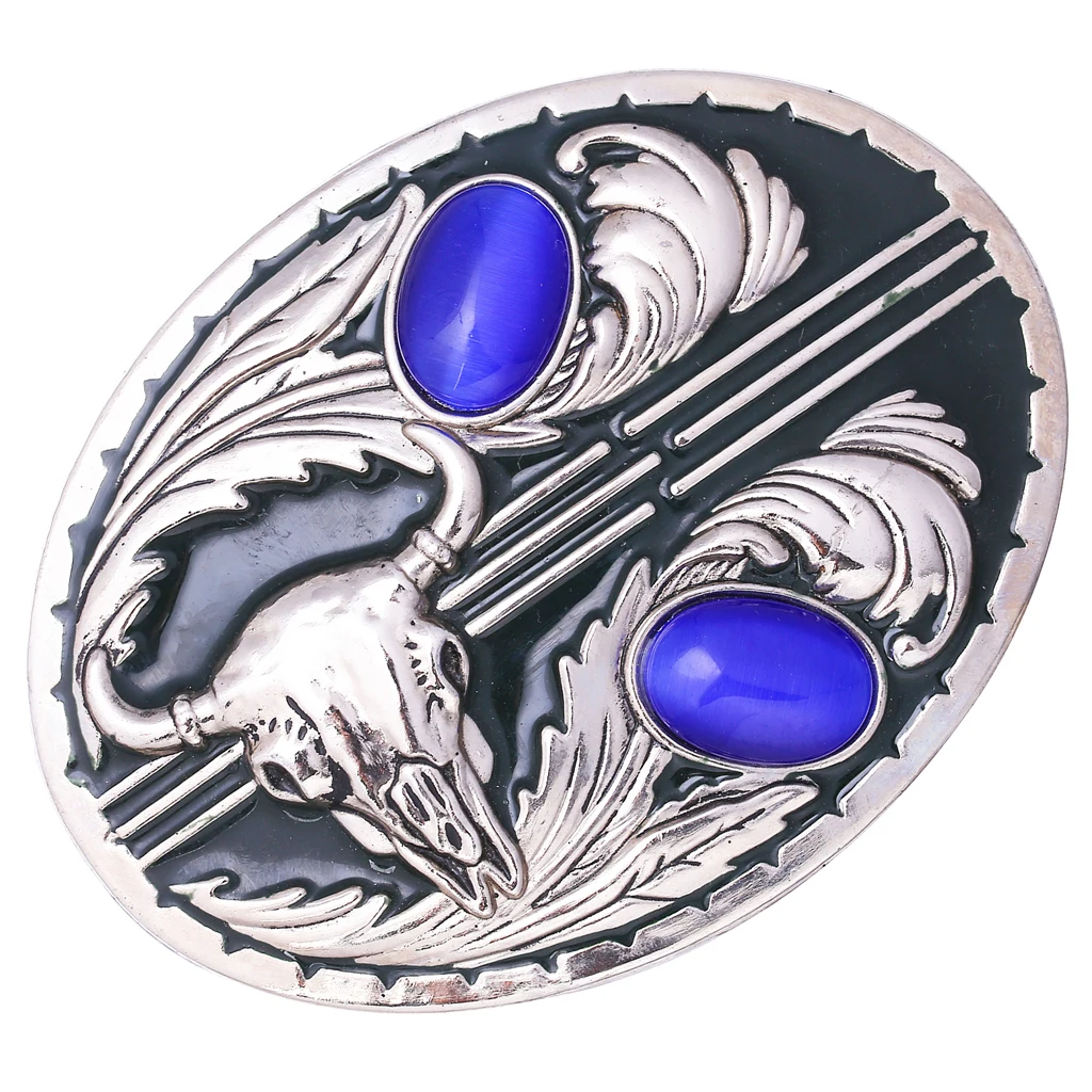 Retro Gem Belt Buckle Indian Tribal Bull Head Rodeo Cowboy Belt Clamp Parts