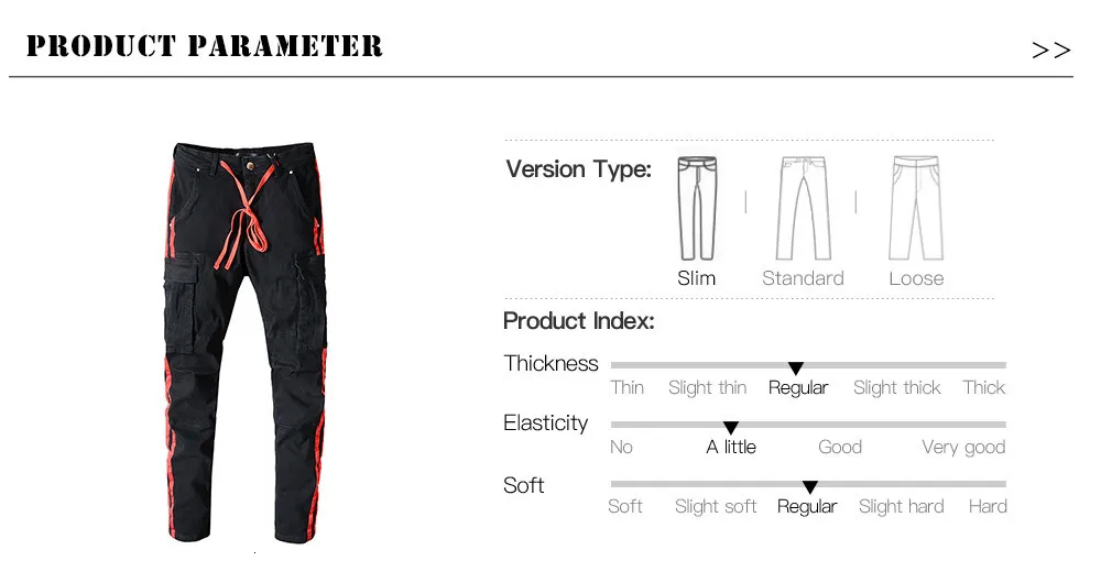 H.A. Sueno Мужские красные линии черные карманы Карго джинсы Slim Fit стрейч джинсовые брюки/8