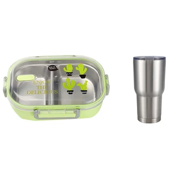 

1pcs 30Oz Insulated Tumbler Stainless Steel Coffee Mug Cup with Lid & 1pcs Lunchbox Stainless Steel Lunch Box Sealed