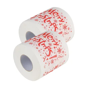 

2PC Home Bath Toilet Roll Paper 3 layers Christmas Supplies Xmas Tissue Toilet Paper M20#35