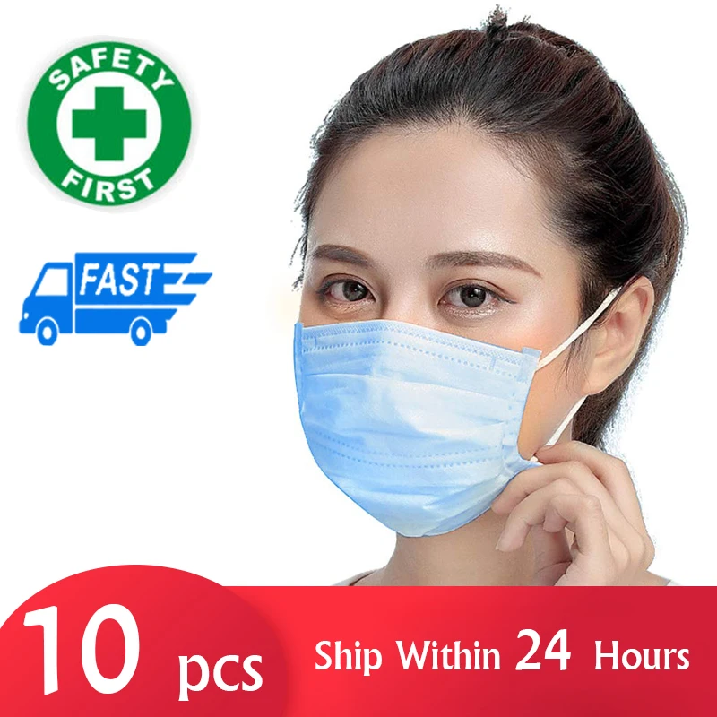 

Disposable 3-Ply Face Mask,Sanitary Mask,Anti Dust Breathable Disposable Earloop Mouth Face Mask, 10Pcs Masks