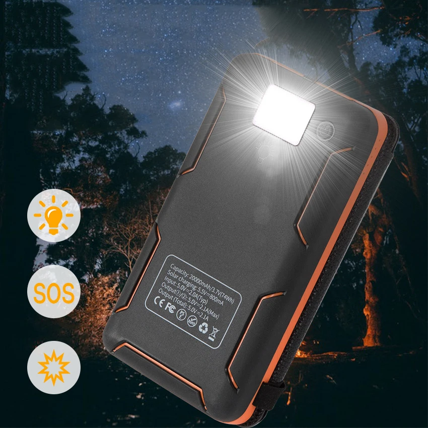 mini power bank Solar Power Bank 10000mAh Foldable Solar Panel Powerbank with Flashlight For iPhone 11 Xiaomi iPad Tablet Waterproof Poverbank 12v power bank