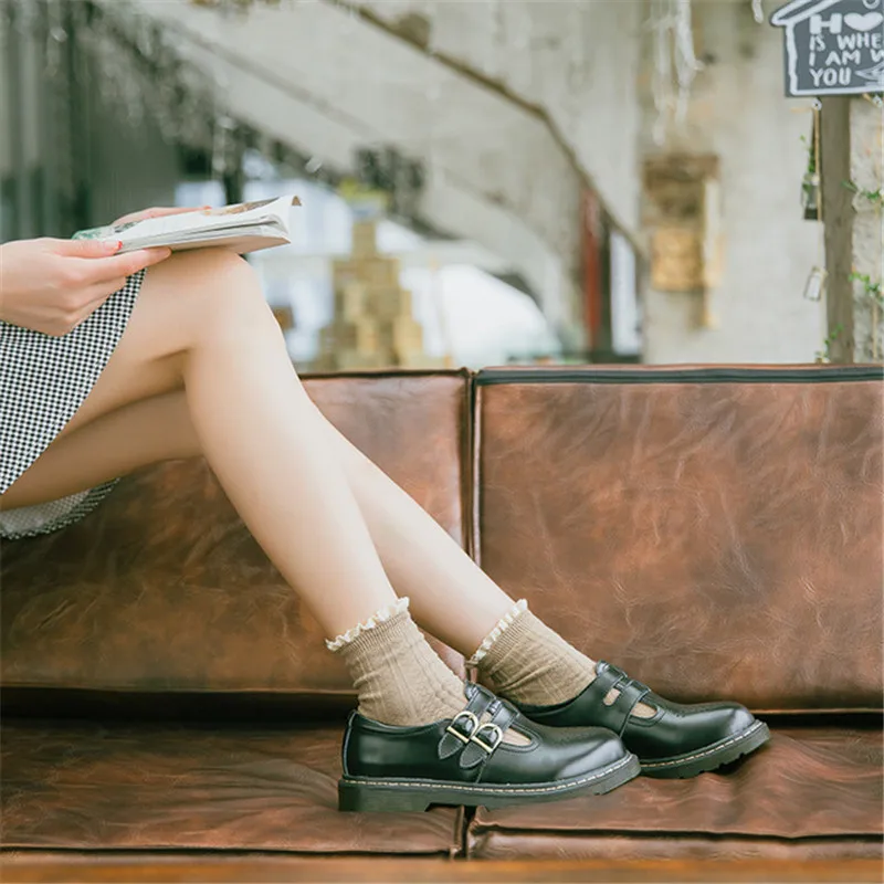 Plus Size 34-41 Women Oxfords Shoes British Style Buckle Brogue Shoes For Woman Vintage Carved Flat Platform Female Girl Creeper