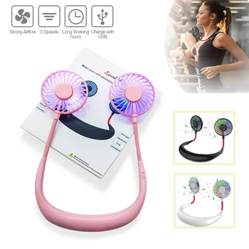 

Hanging Neck Sports Fan Portable Lazy mini fan LED Luminous Folding Neck Fan 3 Speed Adjustable For Home Office USB charging