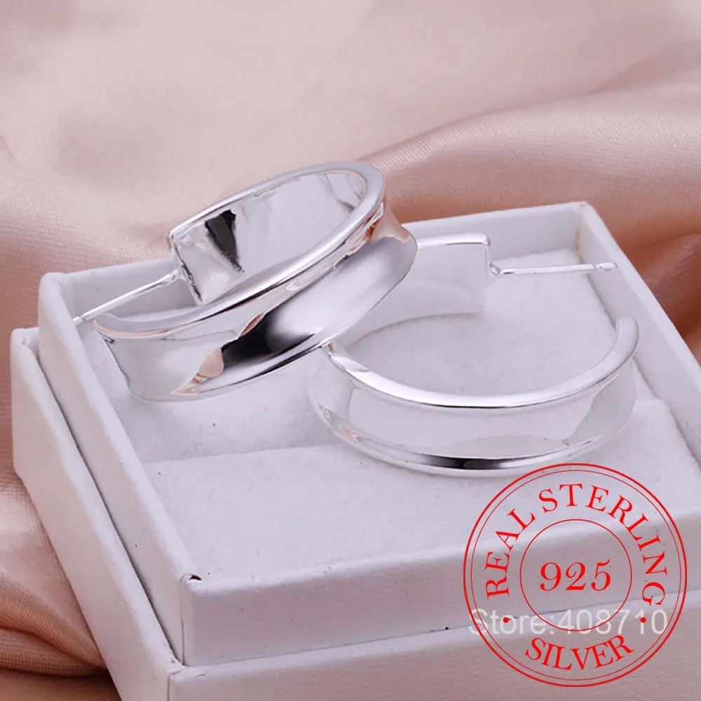 Pendientes de aro de Plata de Ley 925 para mujer, aretes redondos de Hip Hop para mujer, Piercing liso de círculo grande, proveedores de envío directo