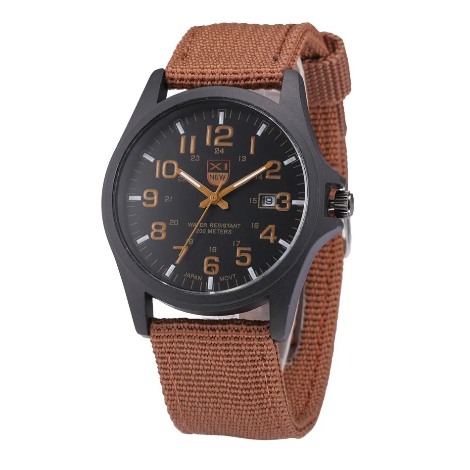 Outdoor Men Watches Waterproof Date Stainless Steel Military Sports Watch Analog Quartz Wristwatch Nylon Strap Relogio Masculino