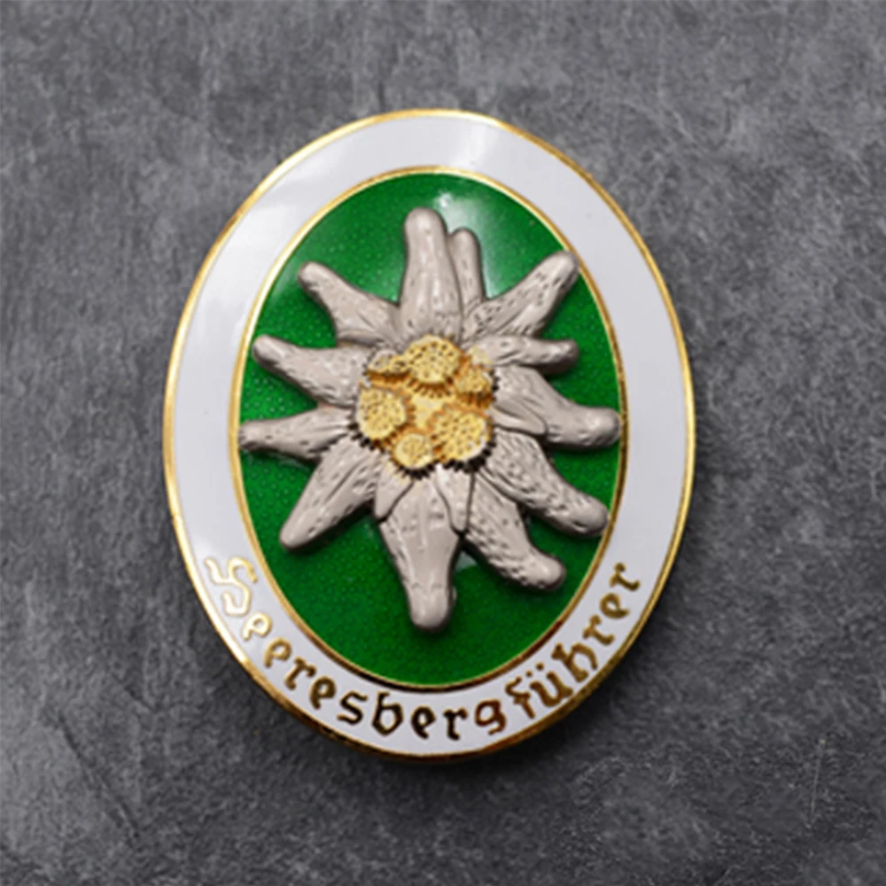 WW2 немецкие горные войска конной Эдельвейс медаль металлическая бейдж Брошь на