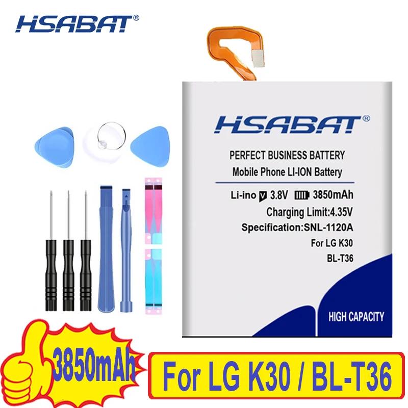 HSABAT 3850 мА/ч, BL-T36 Батарея для LG Harmony 2, K10, K11-, K30, K11+, L413DL X410 X410E X410L X410S X410X
