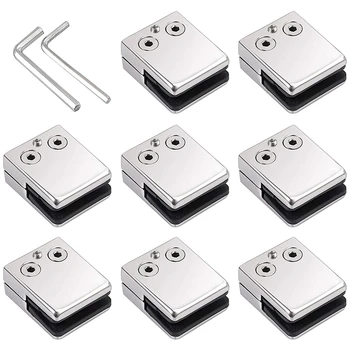 

Glass Clamp 8-10mm 8PCS Stainless Steel 304 Glass Clamps Adjustable Glass Bracket Flat Back for Balustrade Staircase