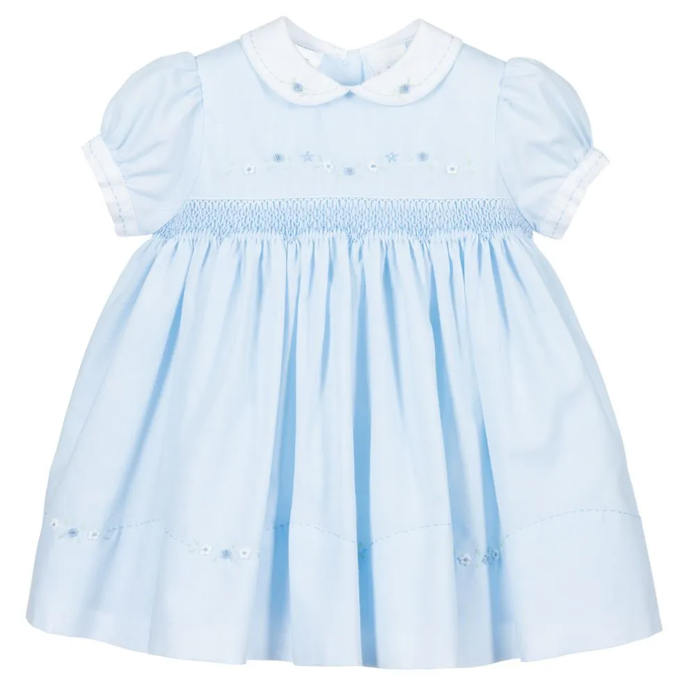 Baby-Girls-Toddle-Blue-Cotton-Elegant-Handmade-Smocking-Spanish-Vintage ...