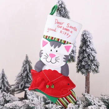 

Christmas Gift Stocking Santa Sock Storage Xmas Tree Dog Cat Candy Bag Ornamen