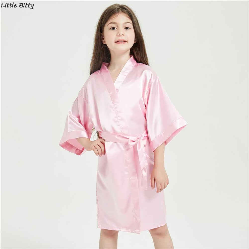 Wedding Party Robes for Girls Children Satin Pajamas Teen Girls Sleepwear Bathrobes for Children Silk Kimono Bathrobes Kids vintage nightgowns	