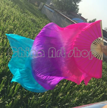 

(2 fans) 1 pairs of left + right 100% silk belly dance fan of the veil of purple white (1.5 2.0m M1.8m) shipping freedom