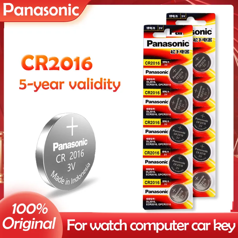 Оригинальный кнопочный аккумулятор PANASONIC CR2016 10 шт. часы батарея 3 в управляемая