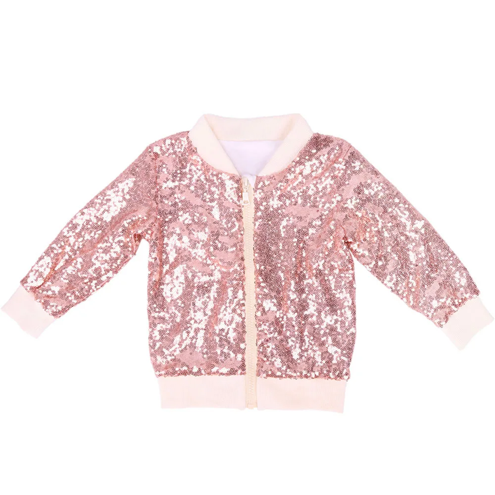 ROSE GOLD1 Для малышей с пайетками многоцветная куртка золото малыш блеск розовый на молнии для мальчиков; для маленьких детей с длинными рукавами; Верхняя одежда для детей; блестящая куртка - Цвет: ROSE GOLD1