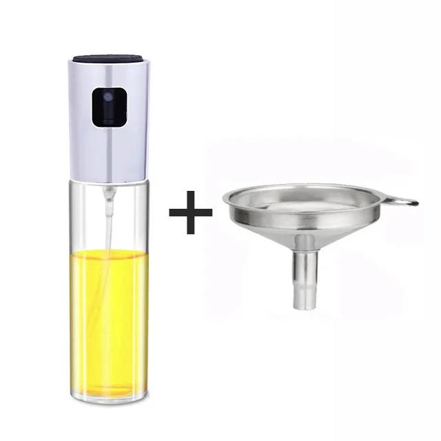 silver and funnel Anpro кухонный стеклянный распылитель оливкового масла, пустая бутылка, масло с уксусом, Диспенсер, инструмент для приготовления салата, барбекю, масляный распылитель для приготовления пищи - Цвет: silver and funnel