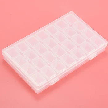 

28 Grids Embroidery Clear Acrylic Empty Storage Box Nail Art Display Removable Container Case Storage Boxes
