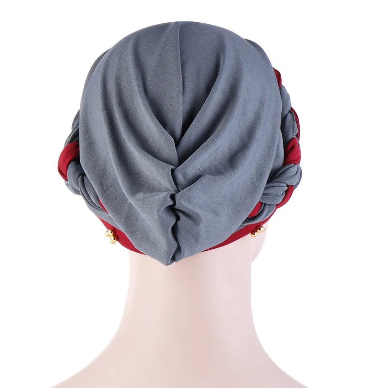 New-Two-Color-Beaded-Braid-Hijab-Caps-Spring-and-Autumn-Muslim-Wrap-Turban-Cap-Fashion-Cotton (3)