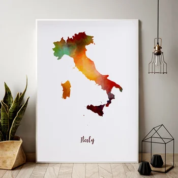 

Italy map watercolor Map Modern City Canvas Art Print Wall Pictures for Living Room No Frame