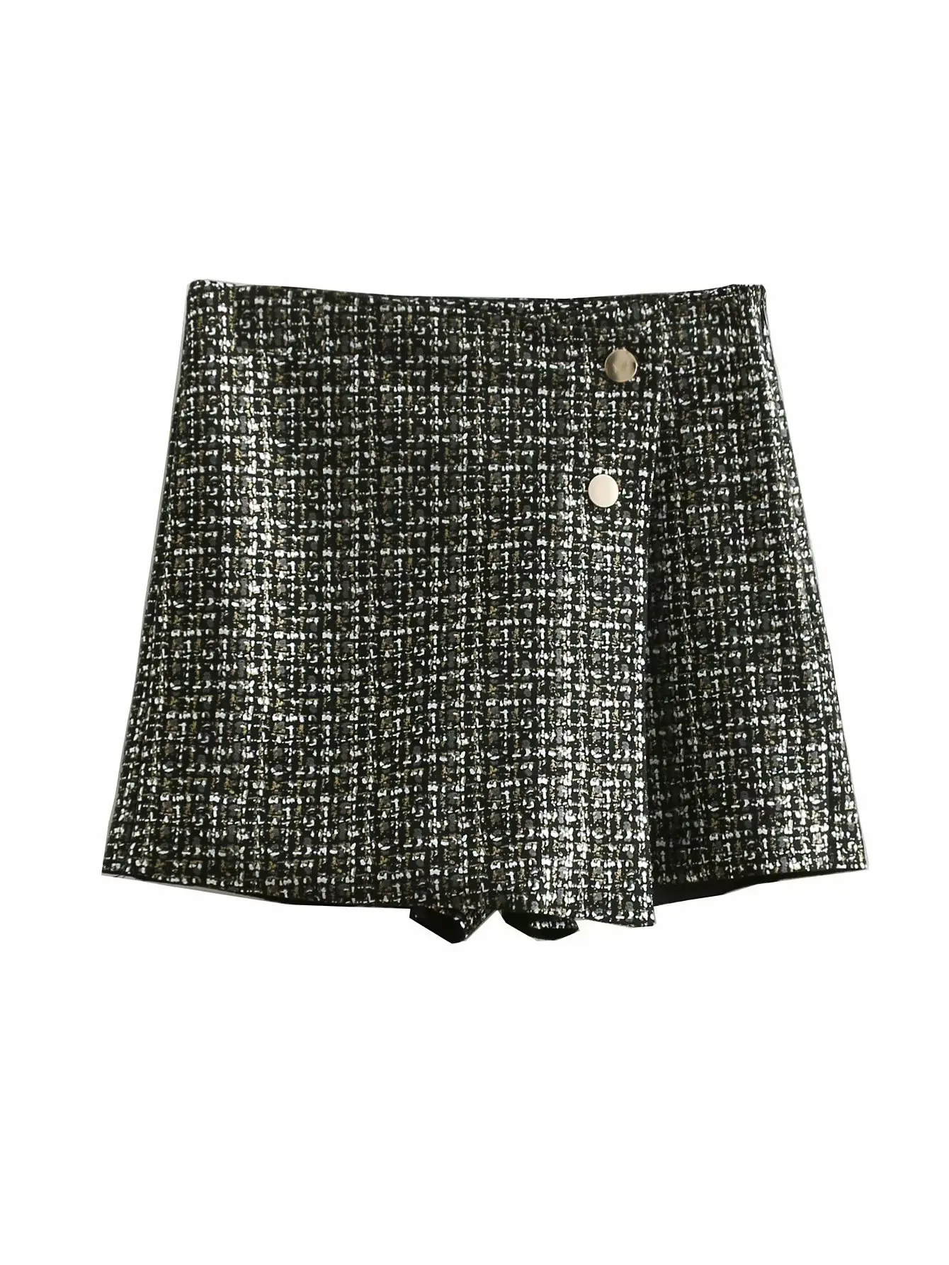 

Cbb-9016 Spring And Summer New Style 2019 Europe And America Elegant-High-waisted A- line Oblique Buckle Half-length Mini Short
