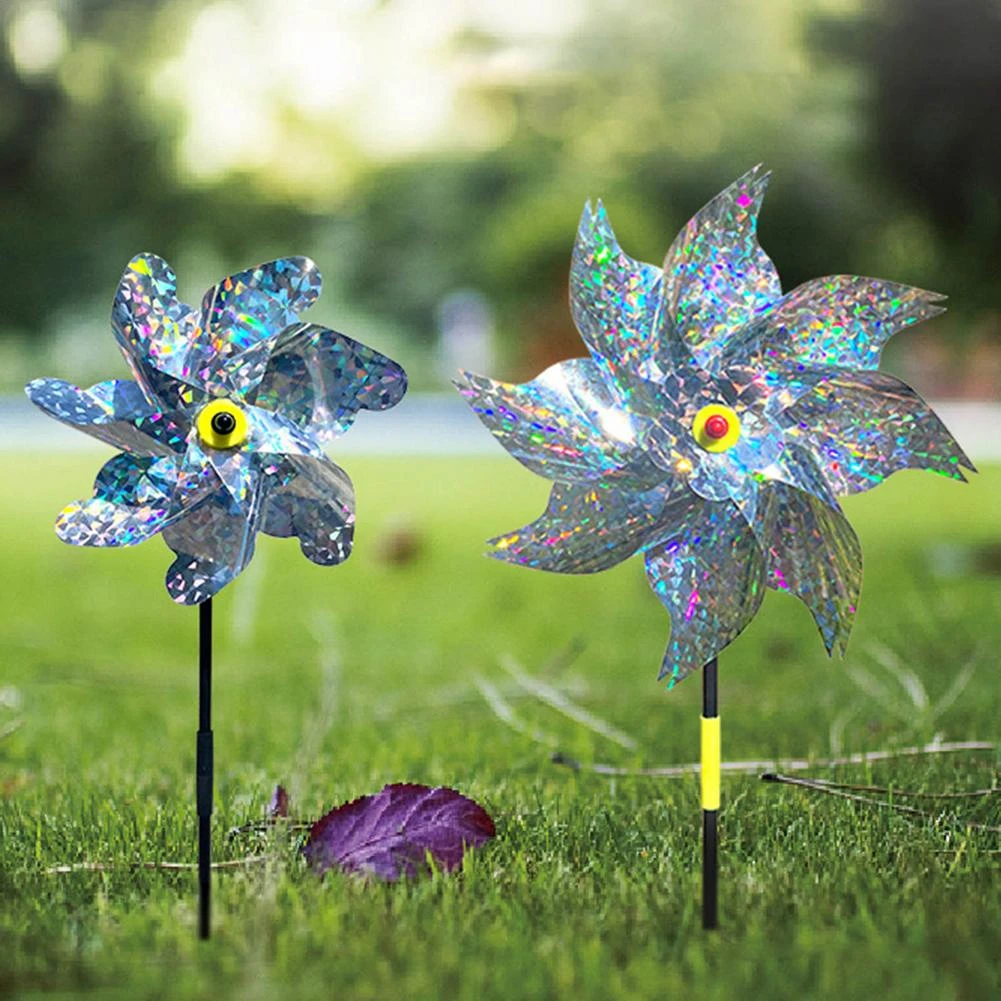 Pinwheels reflectantes para ahuyentar aves, plantas de jardín, flores,  decoración de césped, ahuyentar a los pájaros, cultivos, huertos, árboles|Estacas  y molinillos de viento decorativos| - AliExpress