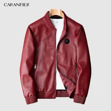 CARANFIER мужская кожаная куртка осень зима мотоцикл ретро Карманный тепловой воротник бархатные верхние пальто кожаные байкерские куртки