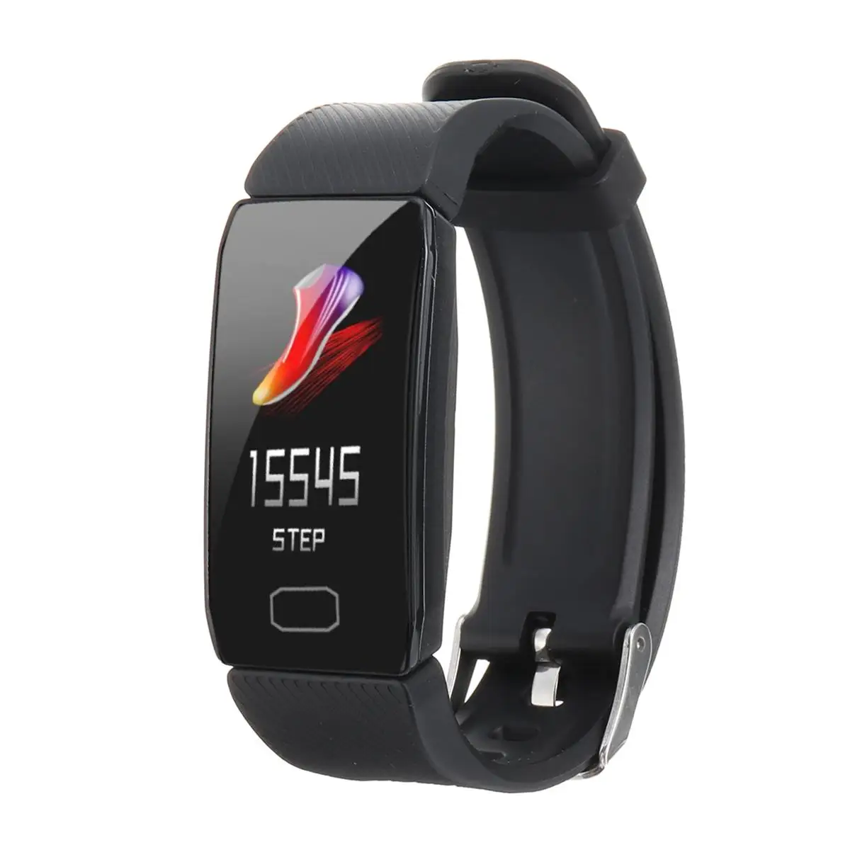 1,14 дюймов Smartband браслет для смарт-часов фитнес-браслет пульсометр кровяное давление кислородный спортивный браслет для женщин и мужчин - Цвет: Черный