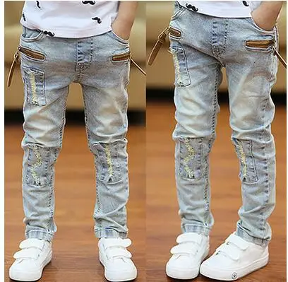 J131 thin jeans Коллекция года, Весенняя детская одежда джинсы для мальчиков повседневные тонкие джинсы для мальчиков, узкие джинсы для больших мальчиков длинные брюки - Цвет: J131 thin jeans