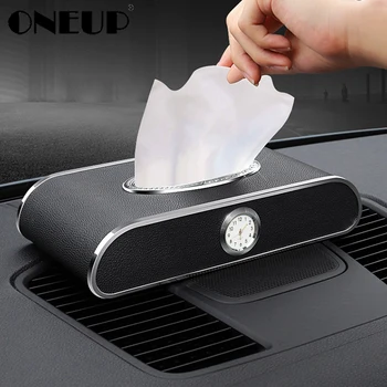 

ONEUP Car Tissue Box Multifunction Car Paper Boxes Black PU Leather Leather Card Creative Design Holder Phone Number Plate